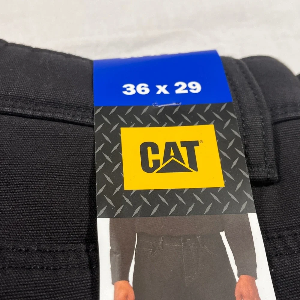 CAT Fleece Lined Canvas‎ Pant Mens 36x29 Black NEW Stretch Straight Leg New
